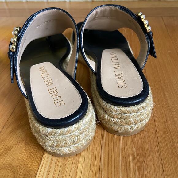 Stuart Weitzman Black Sandals with Pearl Detail - Picture 5 of 9